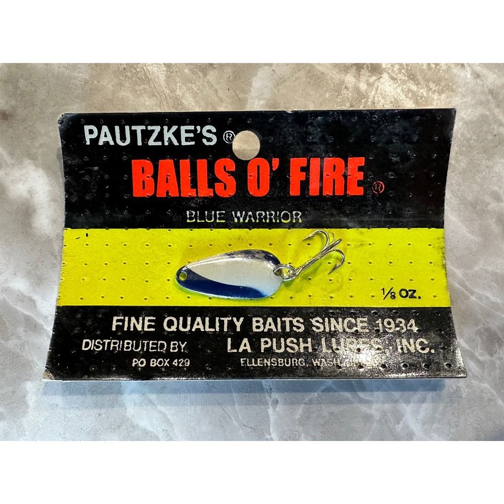 Pautzke's Balls O' Fire Vintage Fishing Lure in Original Packaging Blue Warrior